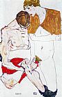 Courting couple by Egon Schiele